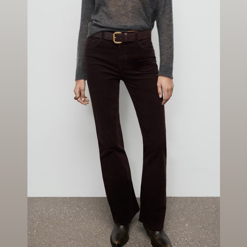 MANGO Velvet flared jeans in chocolate